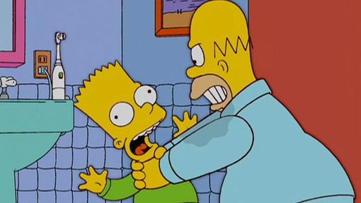 Homer no duda en castigar a Bart cada vez que puede.