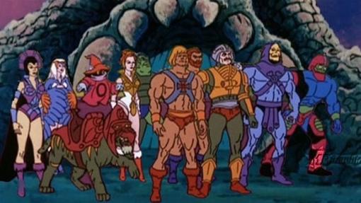 Los personajes de 'Masters del Universo' con He-Man en el centro.