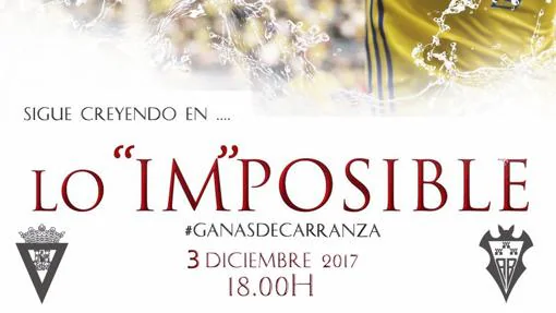 'Lo imposible', película eleida para el cartel del Cádiz CF-Albacete.