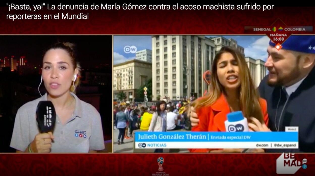 María Gómez (i), en directo en Mediaset.