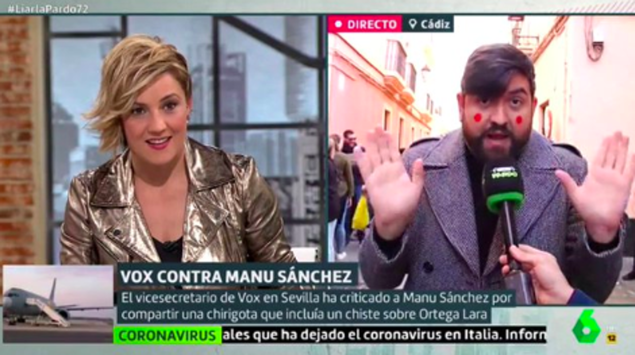 Manu Sánchez, durante su intervención en directo en 'Liarla Pardo'.