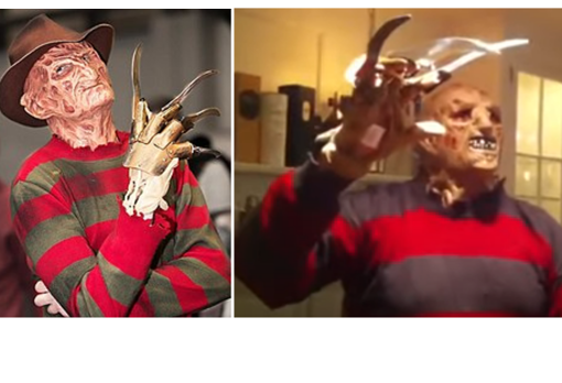 Freddy Krueger y El Comandante Lara disfrazado del personaje en Halloween