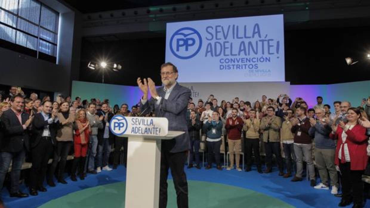 Intervención el sábado del presidente del Gobierno, Mariano Rajoy, en la Convención de Distritos organizada por el PP de Sevilla