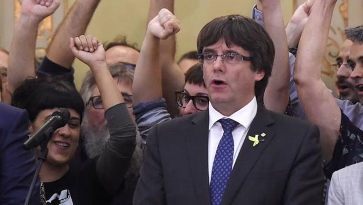 Carles Puigdemont, en un acto tras el 1-O