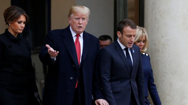 Donald Trump junto a Macron en su visita a Francia
