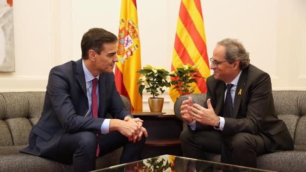 Encuentro entre Pedro Sánchez, presidente del Gobierno, y Quim Torra, presidente de la Generalitat.