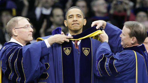 Obama en la universidad de Notre Dame en 2009