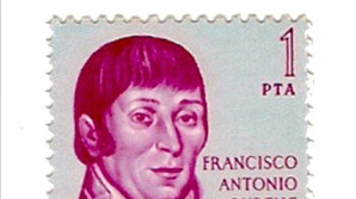 Sello dedicado a F. Antonio Mourelle. (Colección Miguel García Díaz)