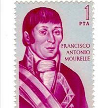 Sello dedicado a F. Antonio Mourelle. (Colección Miguel García Díaz)