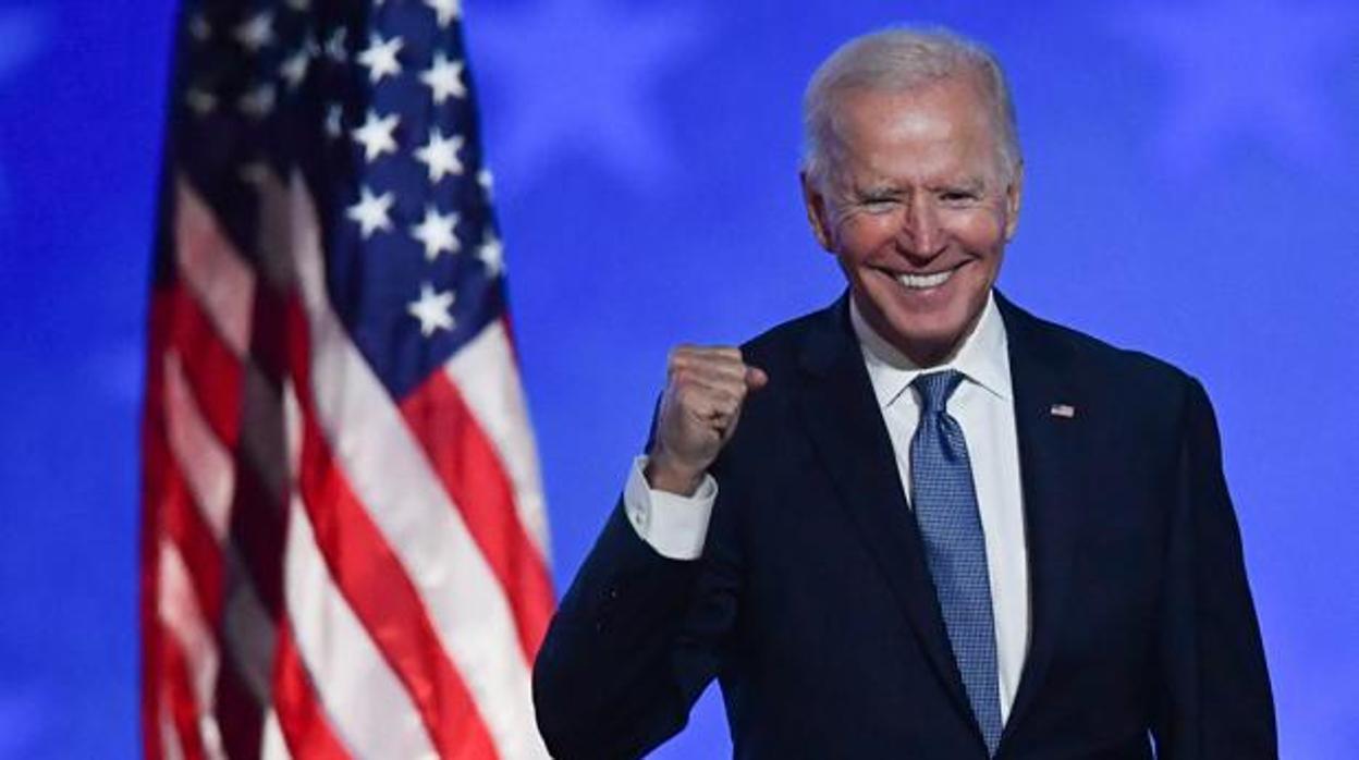 Joe Biden, tras intervenir durante la noche electoral en Wilmington