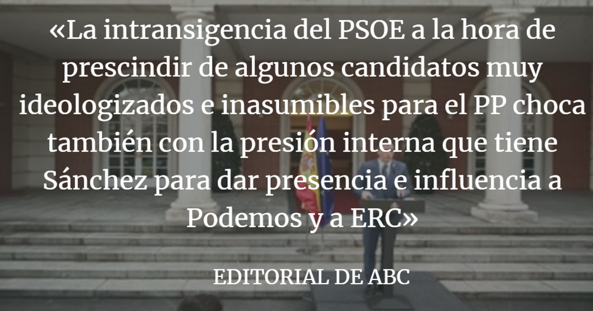 Editorial ABC: La renovación del CGPJ vuelve a enquistarse