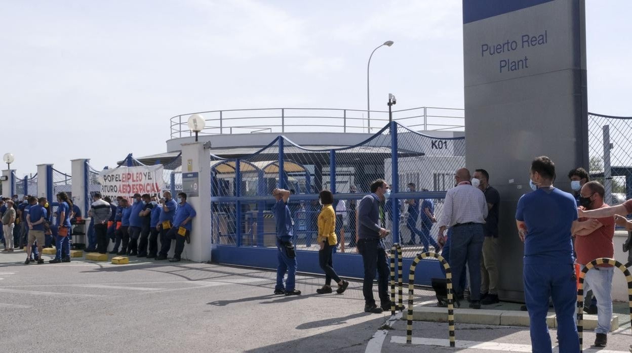 Protestas en la planta de Airbus en Puerto Real.