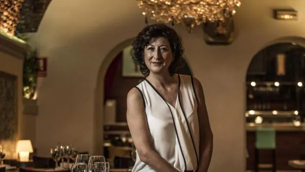 Montse Alcoverro, durante la entrevista para ABC en el restaurante Boga Bar (Madrid)