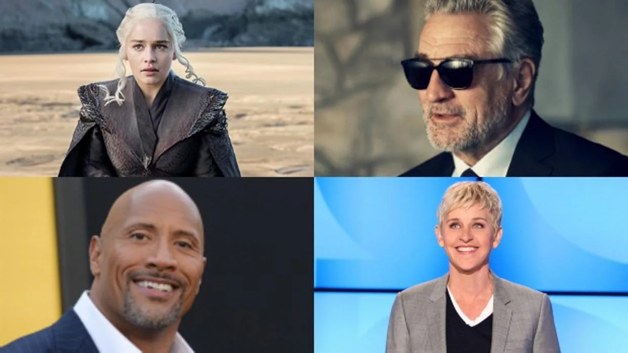 Emilia Clarke, Robert De Niro, Dwayne Johnson y Ellen DeGeneres, entre los mejores pagados