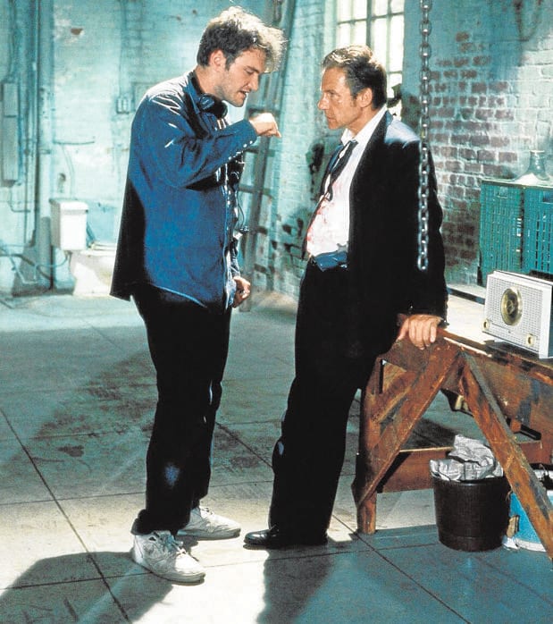 Quentin Tarantino y Harvey Keitel, durante el rodaje de «Reservoir Dogs»