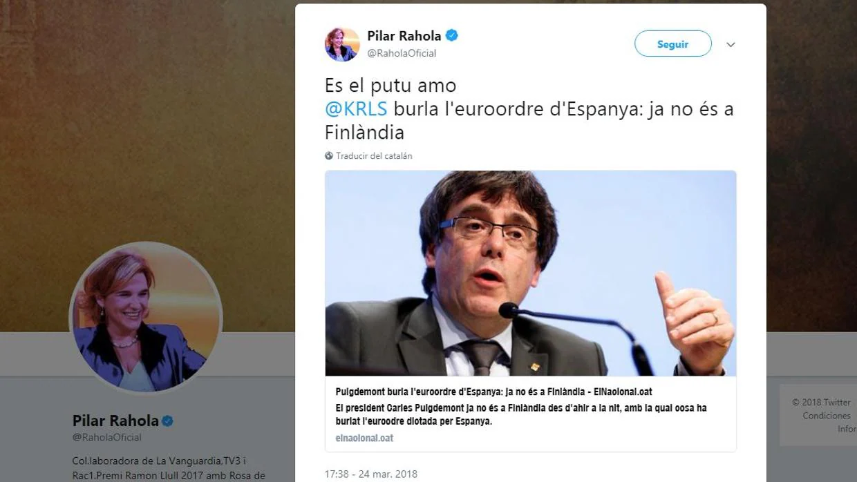 Pilar Rahola gafa la huida de Puigdemont, y la Policía alemana lo detiene