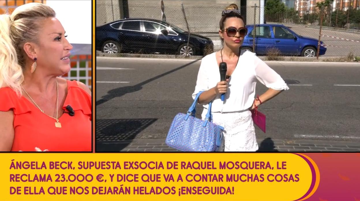Raquel Mosquera en «Sálvame», junto a su supuesta exsocia