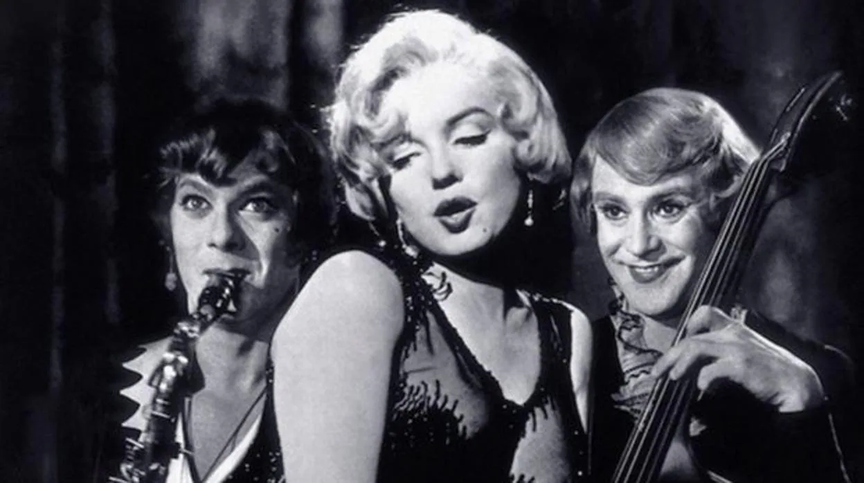 Curtis, Marilyn Monroe y Jack Lemmon en «Con faldas y a lo loco»