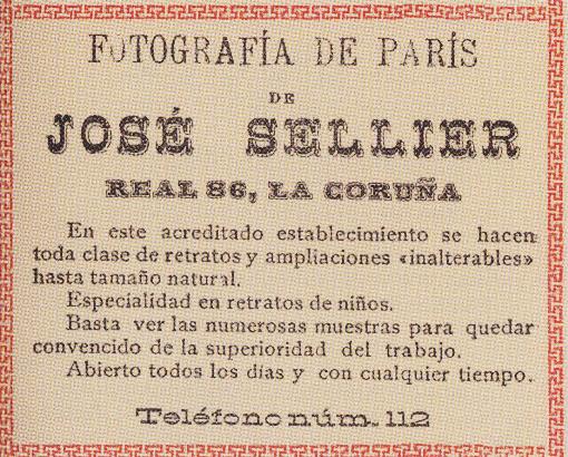 Anuncio de José Sellier publicado en una guía turística de 1890