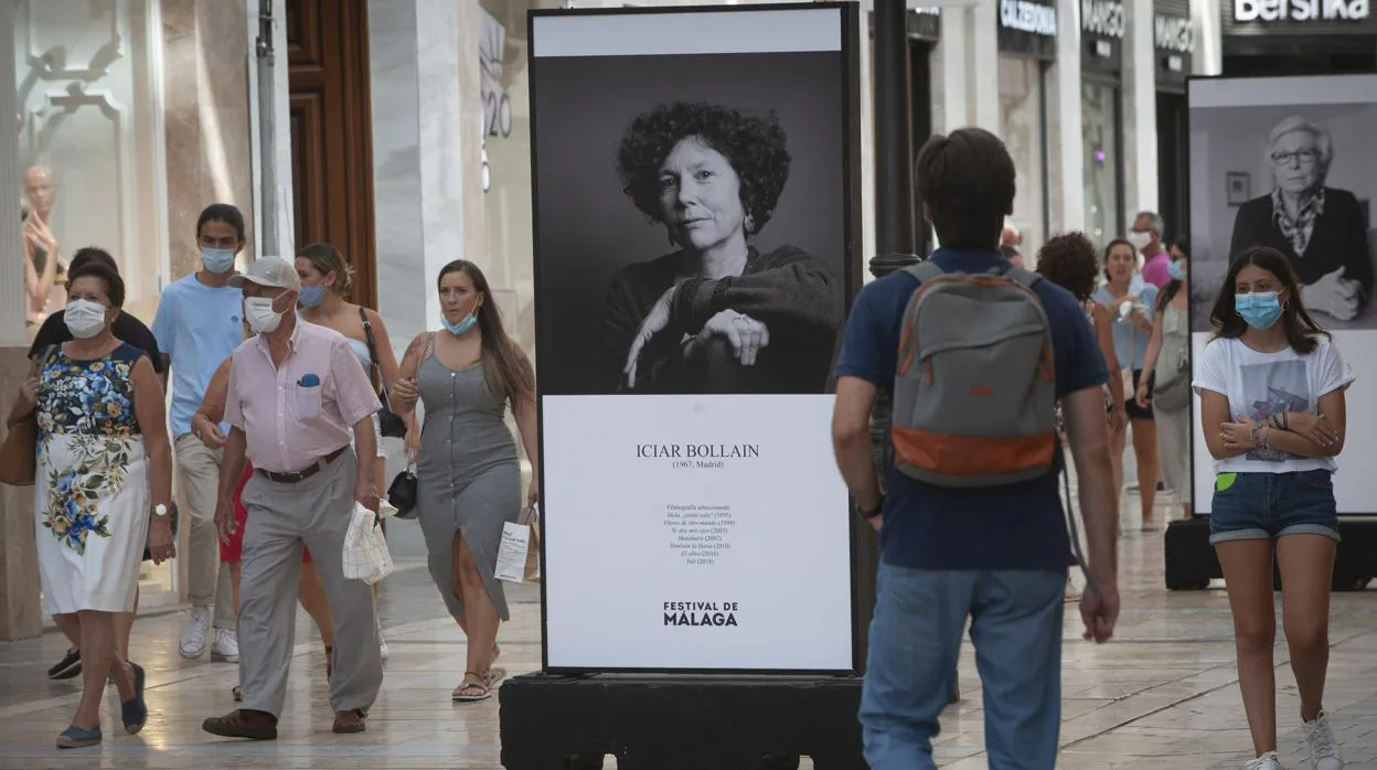 La calle Larios muestra imágenes de rostros del cine español