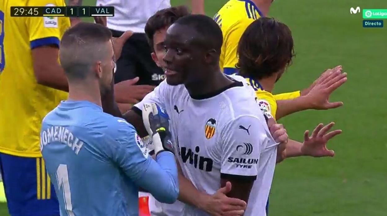 Diakhaby, durante el Cádiz - Valencia de este fin de semana