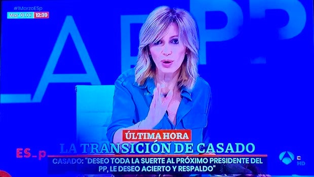 La pulla al PP con la que Susanna Griso ha valorado los aplausos a Pablo Casado tras su discurso de despedida