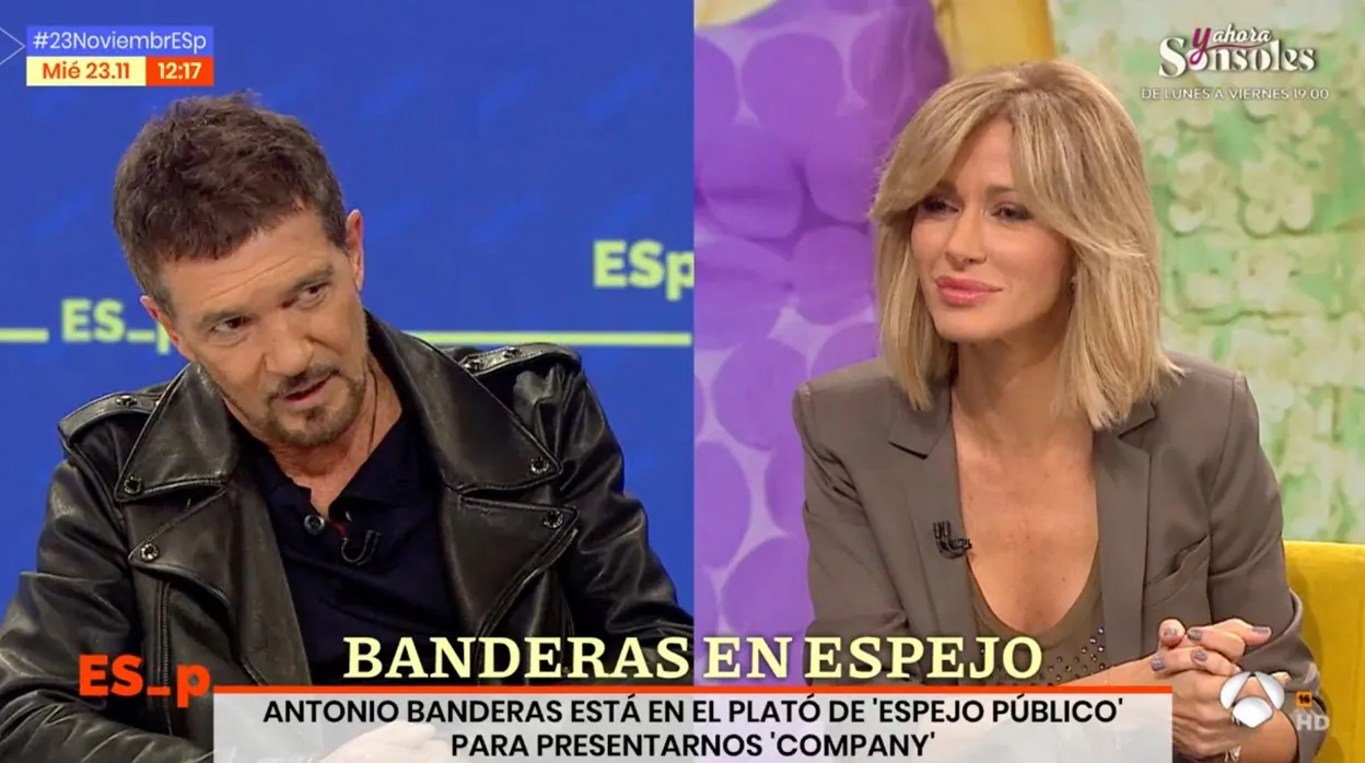 Susanna Griso, presentadora de 'Espejo Público' charla con Antonio Banderas.