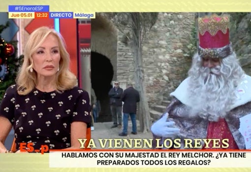 Carmen Lomana, durante la conexión en 'Espejo Público' con el Rey Melchor.