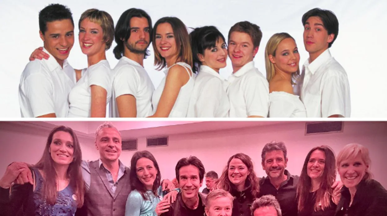 El reparto de la primera generación de la serie 'Compañeros', durante la fiesta por el 25 aniversario de 'Compañeros'