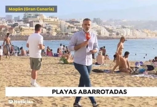 Ibán Padrón, durante su conexión con el Informativo de Antena 3.