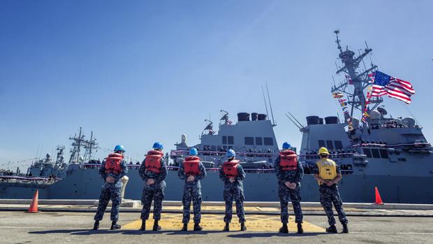 El buque USS Ross a su llegada a la Base de Rota