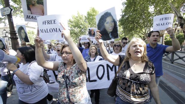 Manifestación en favor de la libertad de Maloma en la Plaza de España de Sevilla, hace un año