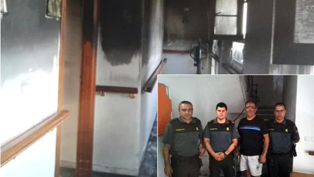 La residencia, quemada y los cuatro guardias civiles que intervinieron.
