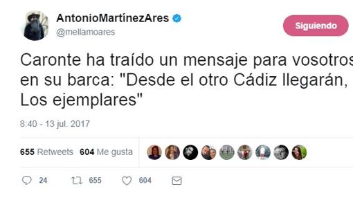 Tuit con el anuncio de la comparsa.