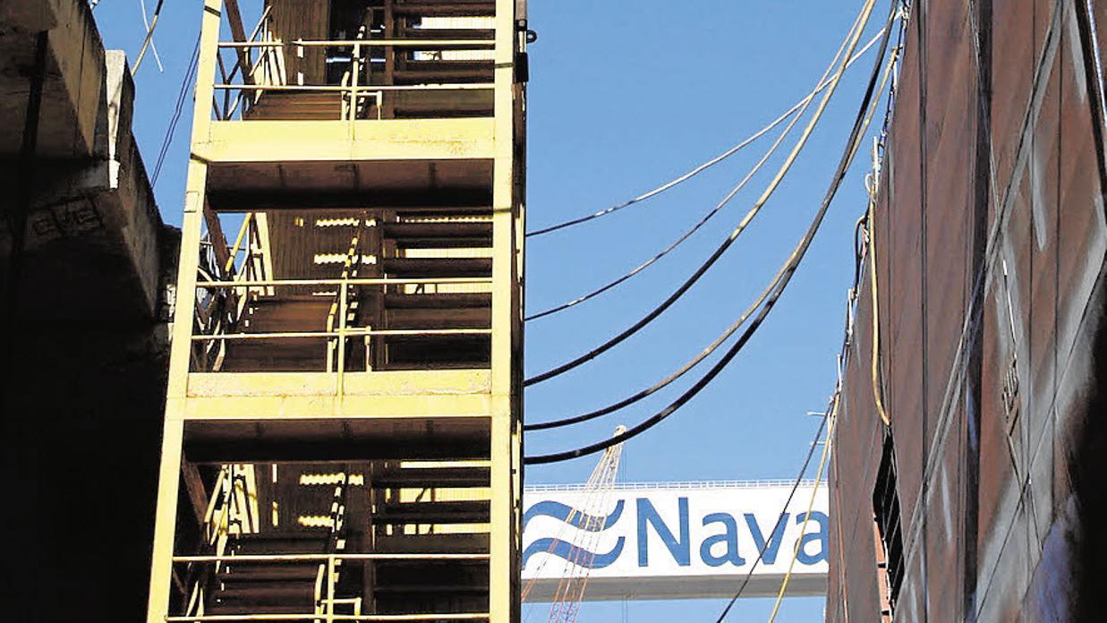 Andamio en Navantia, una de las principales empresas exportadoras.