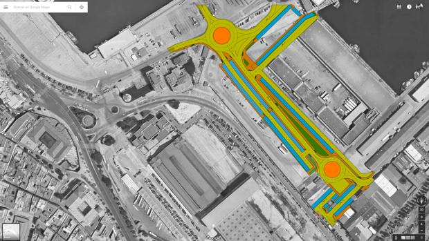 Plano del nuevo acceso al Puerto desde la avenida de Astilleros