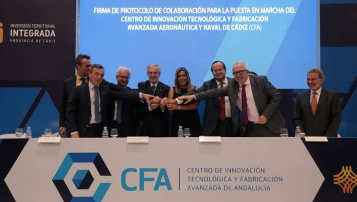 Firma en septiembre de 2016 del protocolo que alumbraba al futuro Centro de Fabricación Avanzada de Cádiz