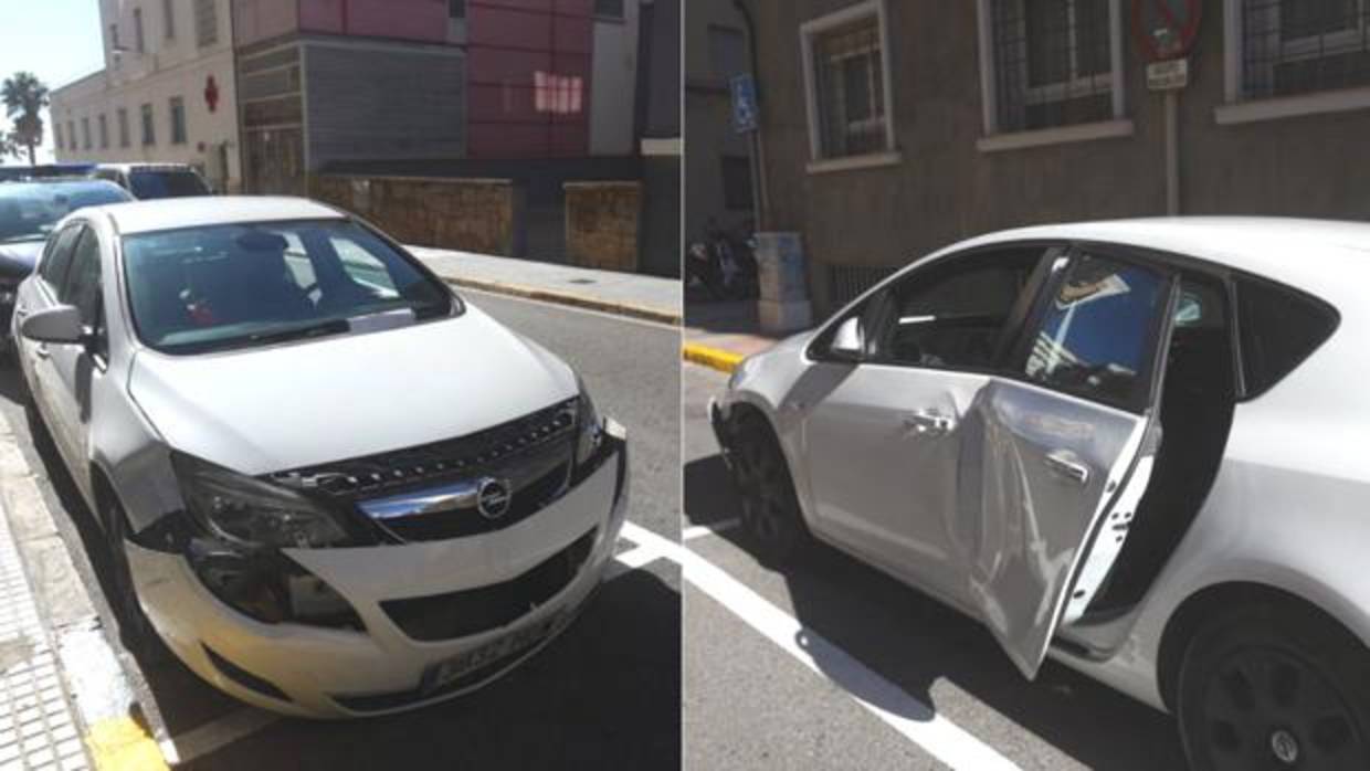 El Opel que usaron los ladrones y con el que chocaron con la Policía.