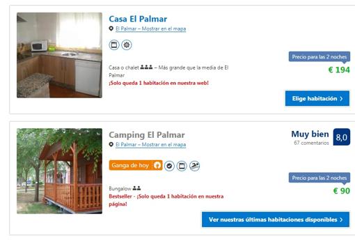 Alojamientos muy solicitados en El Palmar