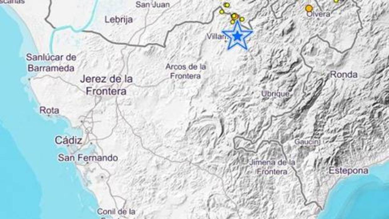 Imagen del Instituto Geográfico Nacional con la ubicación de los temblores.