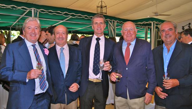 Pedro Revuelta, Rafael Domecq, Francisco Martel (Presidente del Real Círculo Lebrero), Leandro Domecq y Jose Manuel Domecq