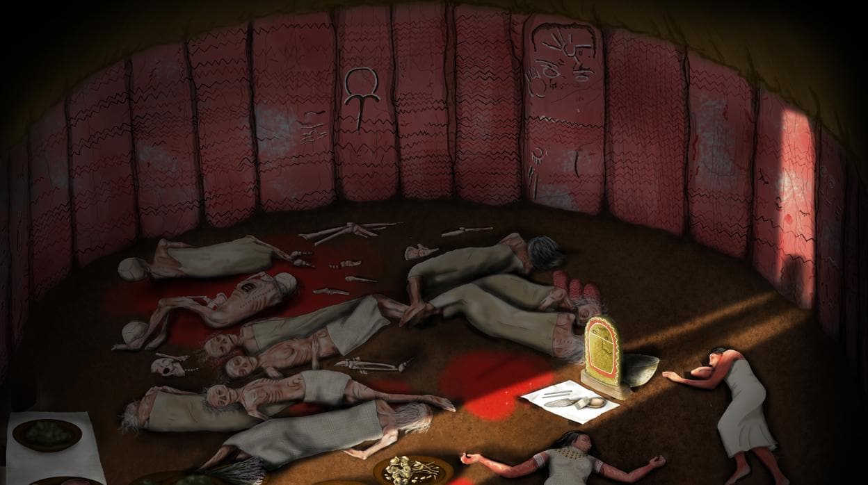 Una ilustración recrea el fallecimiento de un grupo de personas de la comunidad de Valencina
