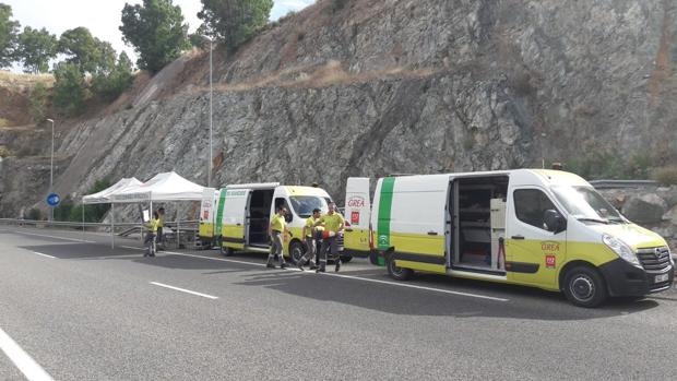 Así ha sido el simulacro de accidente de tráfico dentro del túnel de la Media Fanega de la A-66