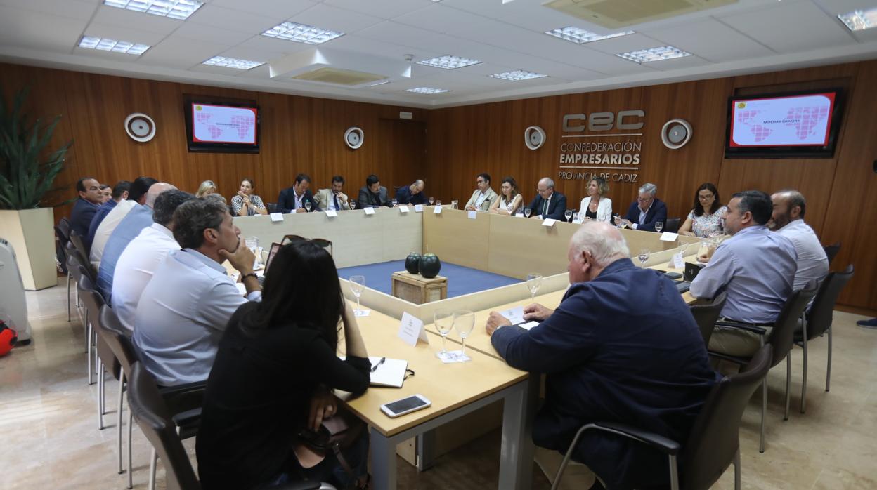 La reunión se celebró en la sala de Juntas de la Confederación de Empresarios de Cádiz