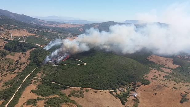 114 bomberos intentan sofocar dos incendios forestales en Tarifa