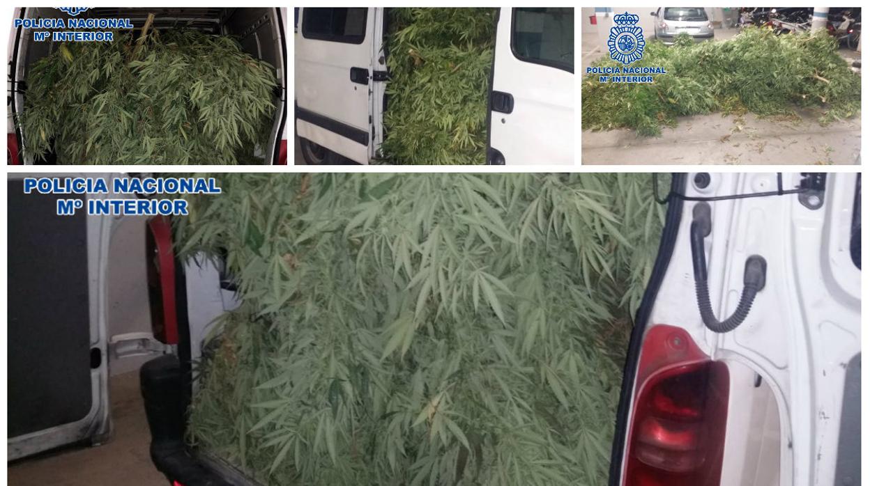 El vehículo aún cargado con la marihuana