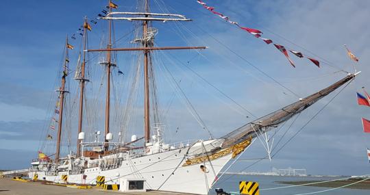 El Juan Sebastián de Elcano en el Arsenal de La Carraca el pasado día 12 de octubre.