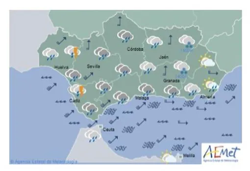 El tiempo en Cádiz: Llega un nuevo frente con tormentas, fuertes lluvias y viento