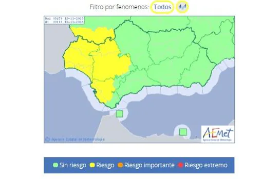 El tiempo en Cádiz: Más lluvia y alerta amarilla