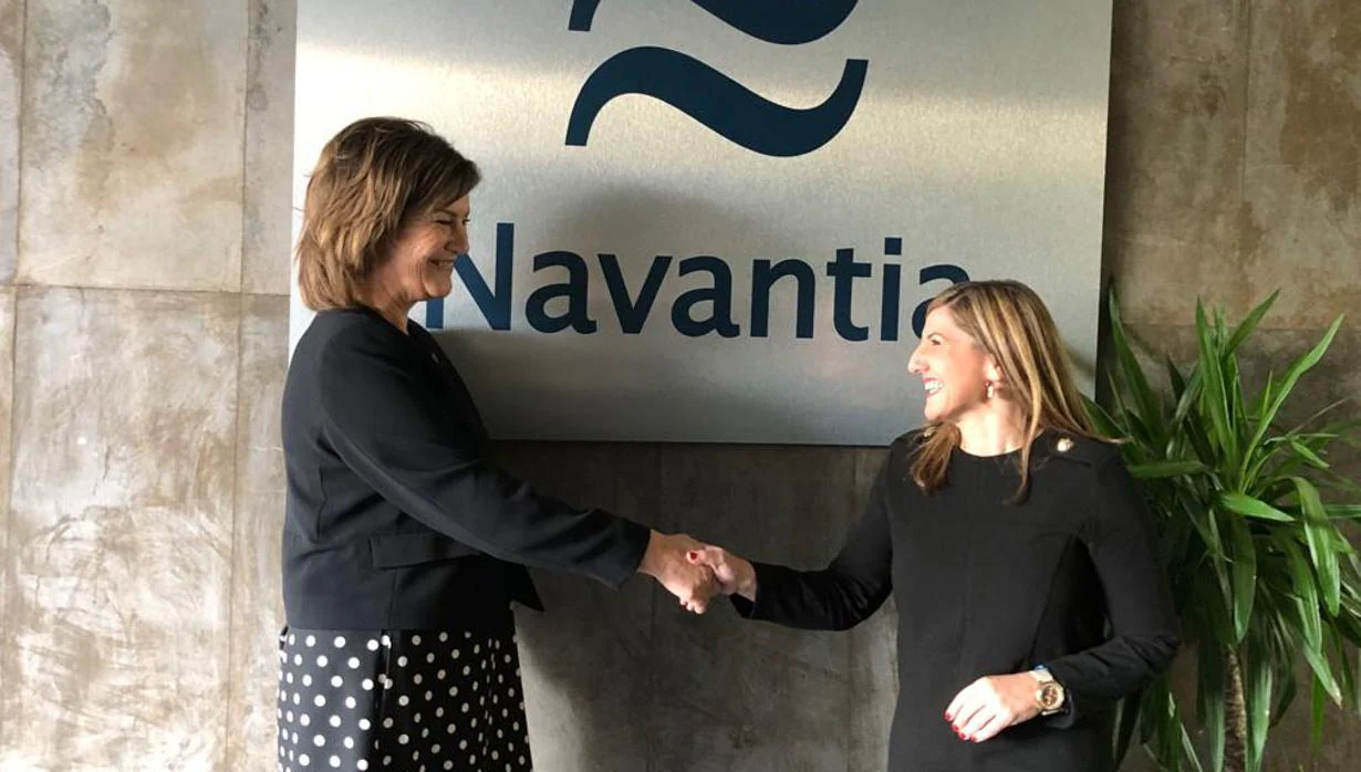 Susana Sarriá y Irene García en la dirección general de Navantia, en Madrid